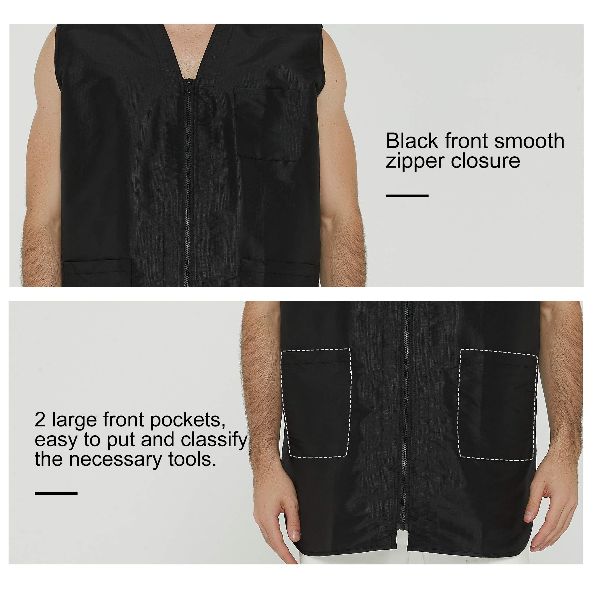 PERFEHAIR Barber Stylist Vest for Men, Salon Hairdresser Jacket Smock Clothing-Black - Image 4