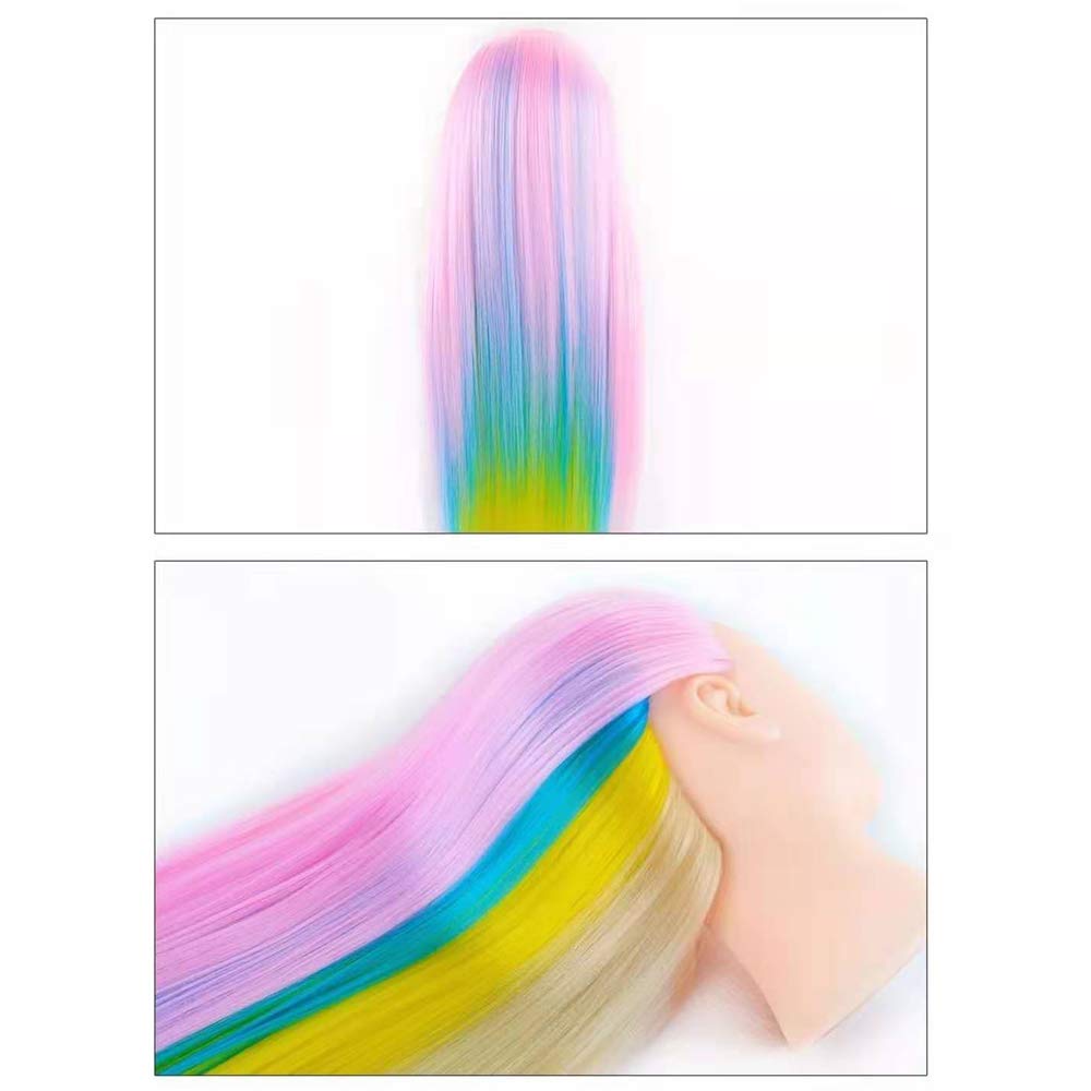 PERFEHAIR Cosmetology Mannequin Manikin Heads with Hair, Colorful Mannequin Practice Dolls Head- Synthetic Hair (Pink Series) - Image 4
