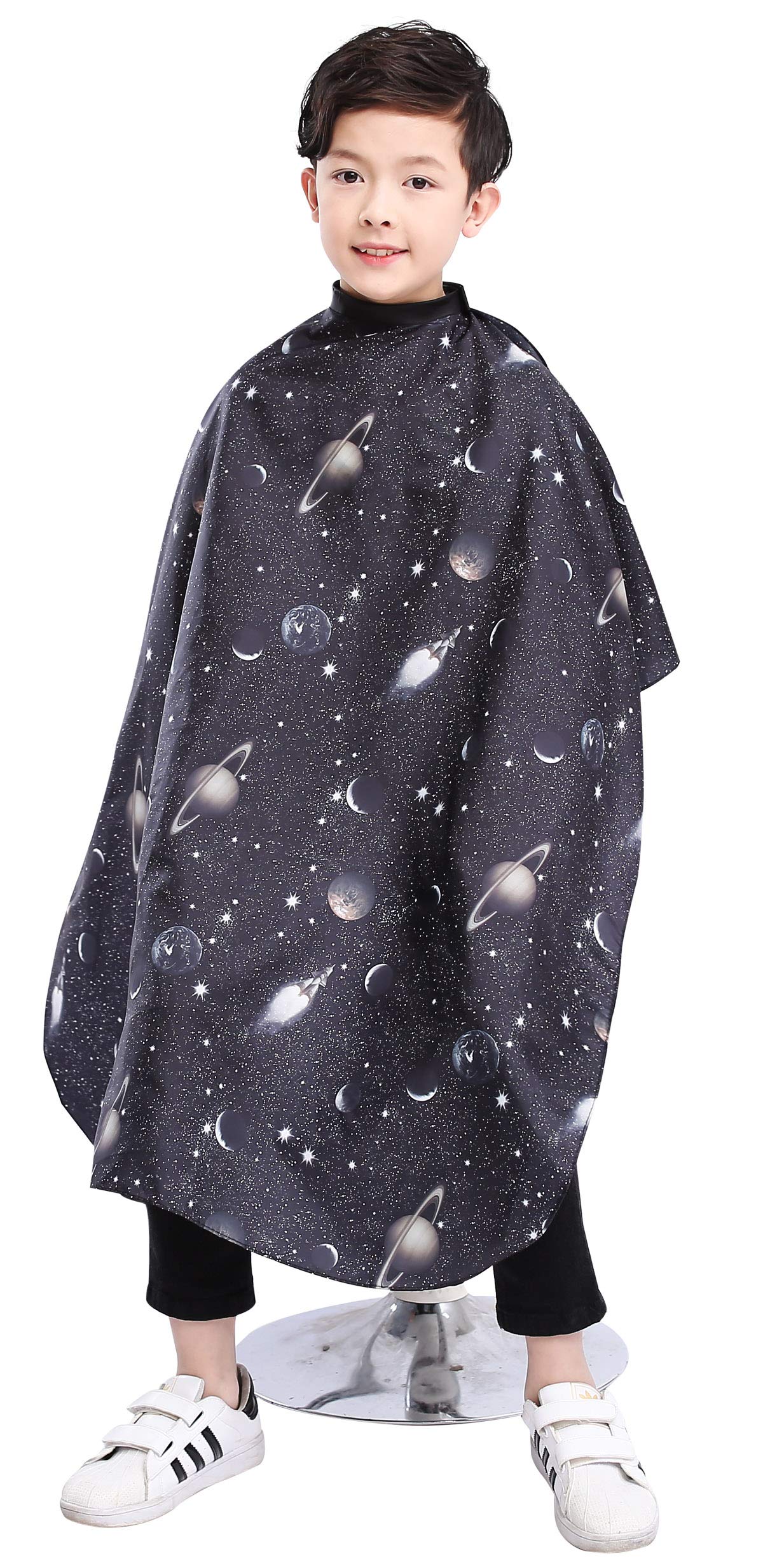 PERFEHAIR Kids Haircut Barber Cape Cover for Hair Cutting,Styling and Shampoo, for Boys - Black Space Printing - Image 5