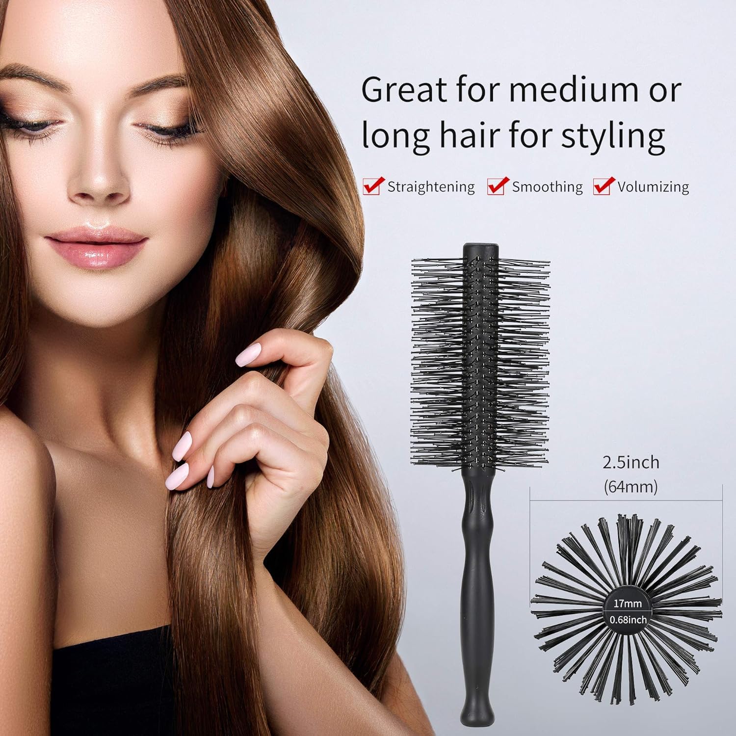 PERFEHAIR Large Round Hair Brushes for Women - 2-Pack, Gentle Nylon Bristles for Blowouts, Styling & Curling, Ideal for Medium to Long Hair - Image 5