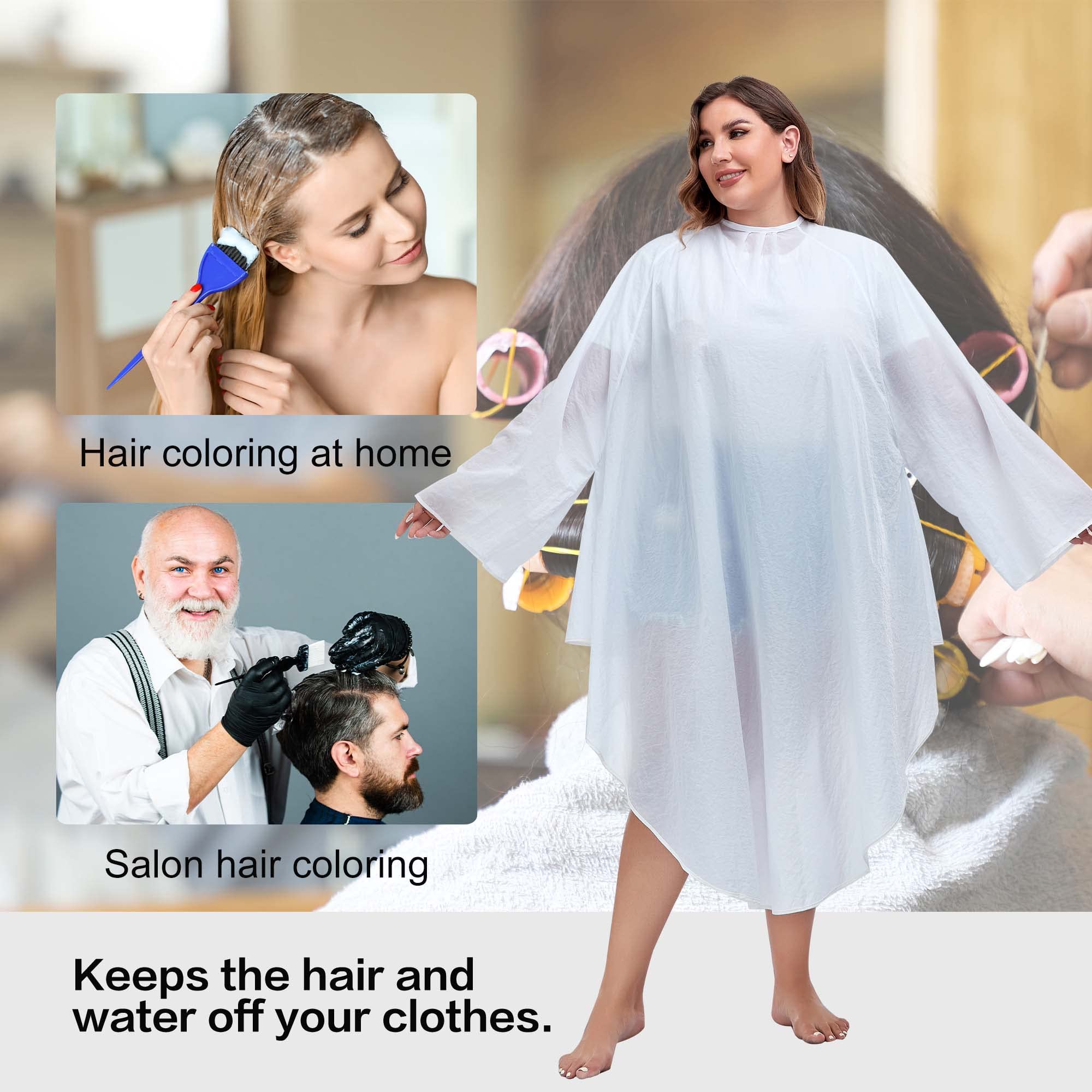 PERFEHAIR Professional Salon Client Nylon Hair Cutting Cape Gown, Barber Haircut Cape with Sleeves - White - Image 5