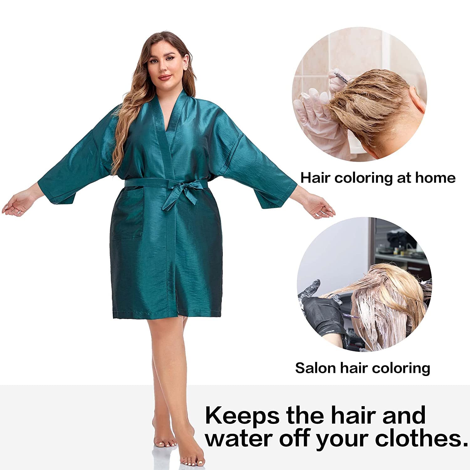 PERFEHAIR Salon Client Gown Cape, Pack of 4, Hairdressing Robes Smock for Hair Stylist to Hair Cutting, Hair Coloring, Makeup-Blue - Image 4