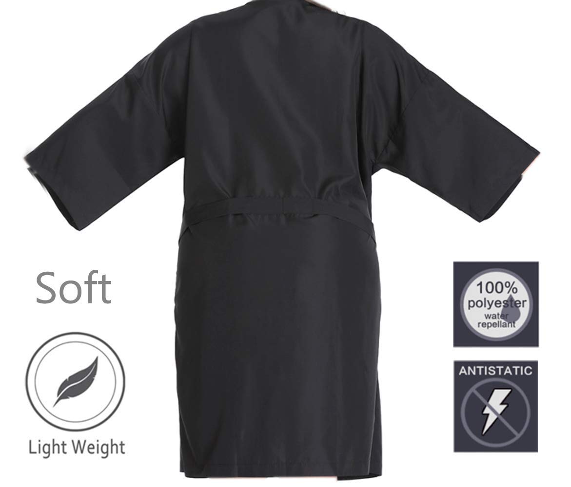 PERFEHAIR Salon Client Gown Robes Cape, Pack of 4, Hairdressing Gown Smock for Hair Stylist to Hair Cutting, Hair Coloring-Black - Image 3