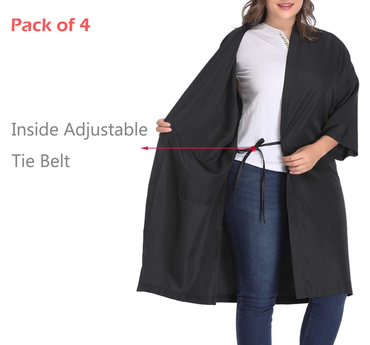 PERFEHAIR Salon Client Gown Robes Cape, Pack of 4, Hairdressing Gown Smock for Hair Stylist to Hair Cutting, Hair Coloring-Black - Image 6