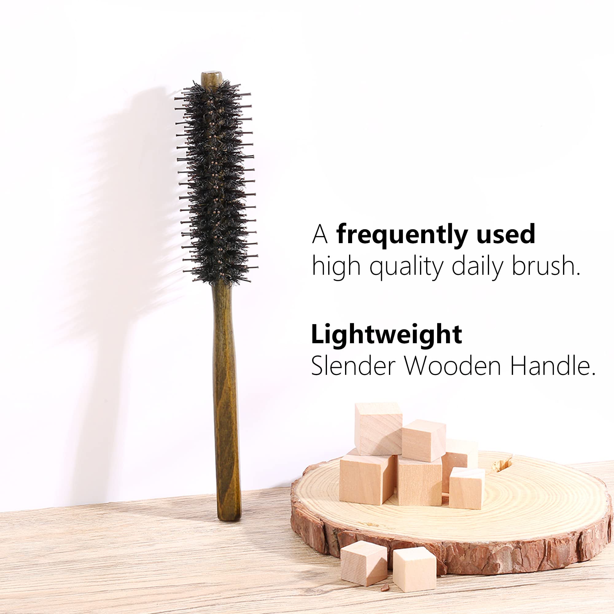 PERFEHAIR Small Round Hair Brush with Boar & Nylon Bristle, 1.4 Inch, Mini Rolling Circular Hairbrush for Blow Drying, Curling, Styling Fine, Thin, Short Hair, Bangs, Beard - Image 5