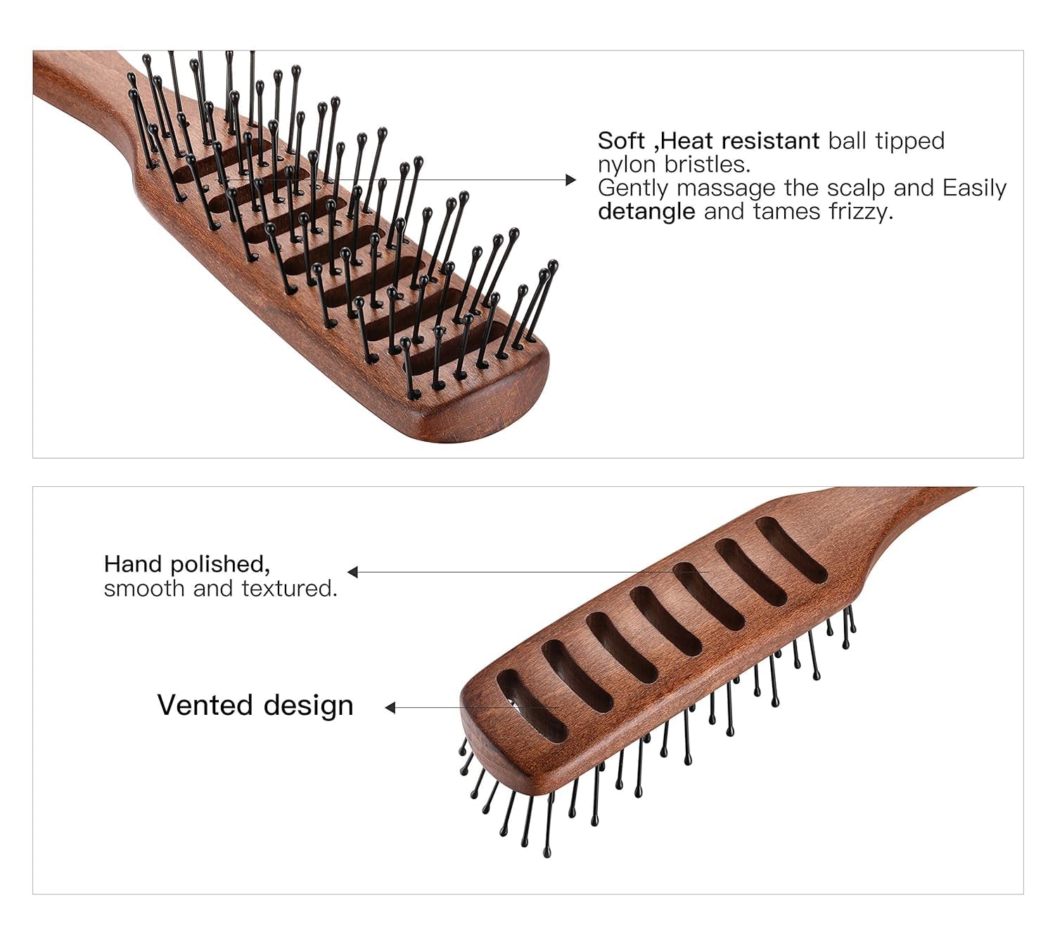 PERFEHAIR Vented Hair Brush 2-Pack - Efficient Blow Drying Vent Brush for Volumizing, Styling Wet/Dry, Curly/Straight Hair for Men & Women - Image 3