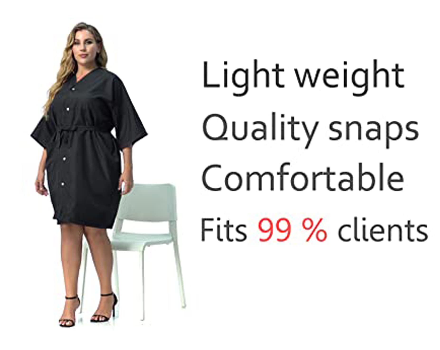Salon Robes for Clients, Pack of 2, Hair Color Cape Kimono Gown Style, Grooming Smocks for Women & Men, 5 Snaps Closures - Image 5